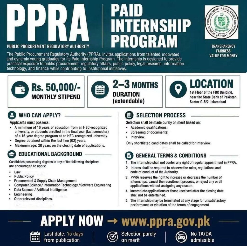Paid Internship Program 2026 in Islamabad
